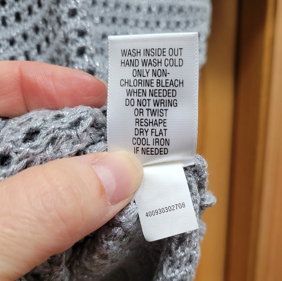 Womens Elle Sweater Gray Silver Metallic light weight short sleeve Size … - Picture 8 of 12